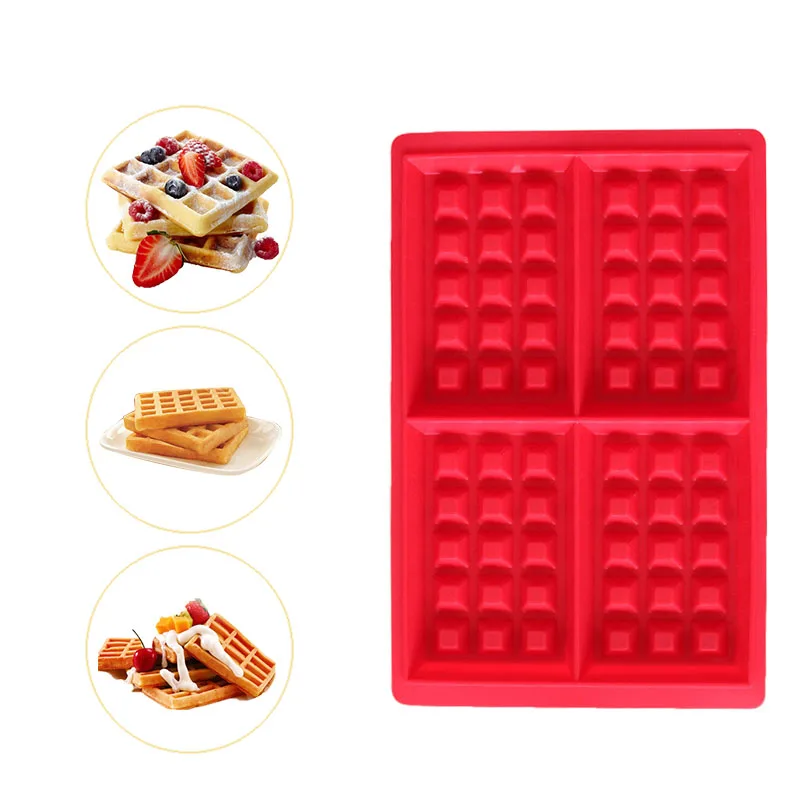 Brand New Hot Selling Non-stick Silicone Waffle Mold Kitchen Bakeware Cake Mould Makers For Oven High-temperature Baking Tool