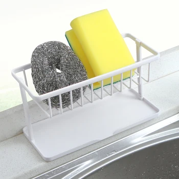 

Sponge Holder Kitchen Sink Cleaning Brush Soap Organizer Rack with Drain Tray Bowl, Fruits and Vegetables Storage Drying Rack