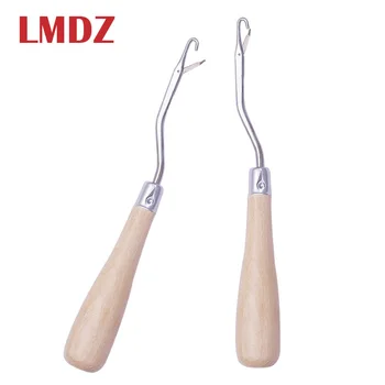 

LMDZ 2 Pcs/Set Wood Handle Latch Hook Carpets Making Repair Craft Tools Latch Crochet Wigs Knitting Hook Needle Knitting Tool