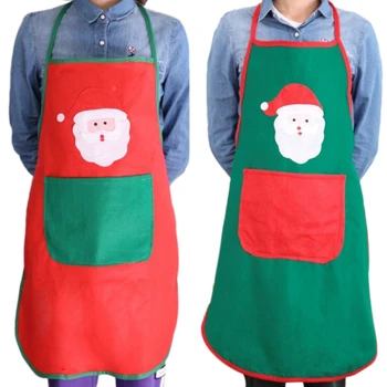 

2Pcs Christmas Decoration Gifts Non-Woven Christmas Apron Cartoon Santa Claus Pattern Apron