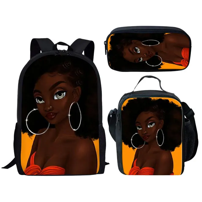 WHEREISART Melanin Poppin черные школьные сумки для девочек-подростков женский рюкзак для путешествий сумка для девочек Прямая мочилы Feminina - Цвет: YQ4075CGK
