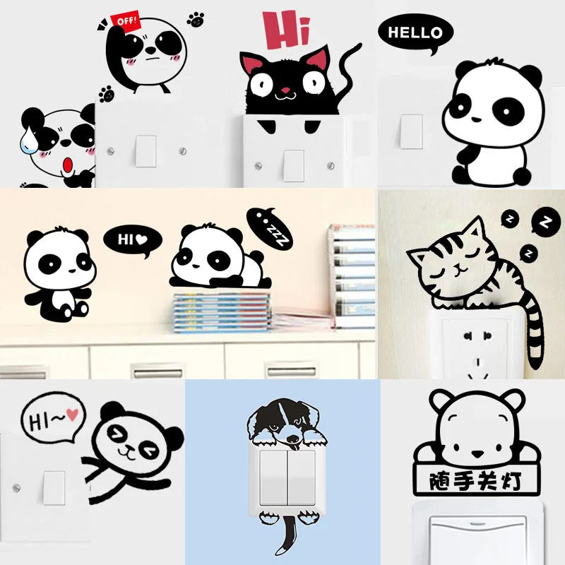 

PVC removable wall sticker switch sticker Sleepy Cat series living room bedroom bathroom bathroom furniture notebook Wall Sticke