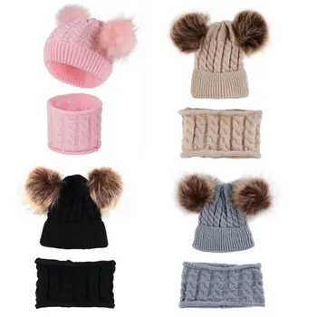 

Baby Boys Girls Hat Scarf Toddler Cap Scarf Set Knitting Cotton Winter Warm