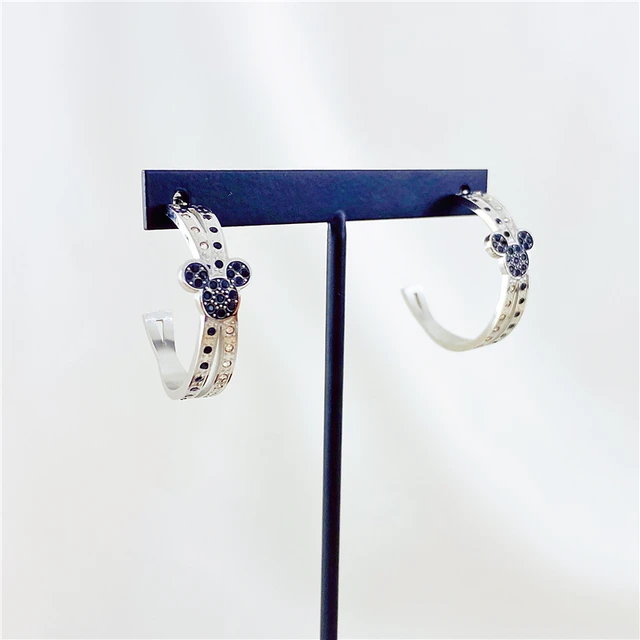 Cartoon Kawaii Mouse Earring Titanium Steel Earring Inlaid Crystal Fashion Trendy Women Jewelry Birthday Gift Silver