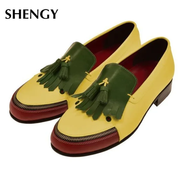 2020 SHENGY Men Joker Loafers Slip on Casual Shoes Dress Shoes Brogue Shoes Spring Vintage Classic Male Casual Dropshipping