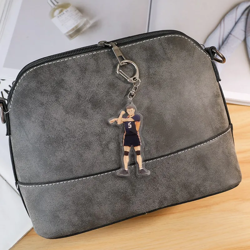 Anime Volleyball Boy Keychain Haikyuu Kageyama Hinata Kenma Kozume Acrylic Figure Keychain Decor Bag Pendant Collection Cartoon