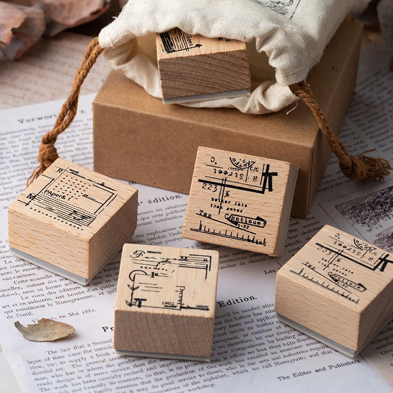 

4pcs/pack vintage DIY wooden rubber stamps scrapbooking sketchbook planner decorative craft stationery