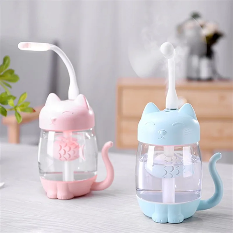 

Three-in-one cat humidifier Colorful night light Office desktop USB mini humidifier Air purifier Desktop sprayer Air diffusion