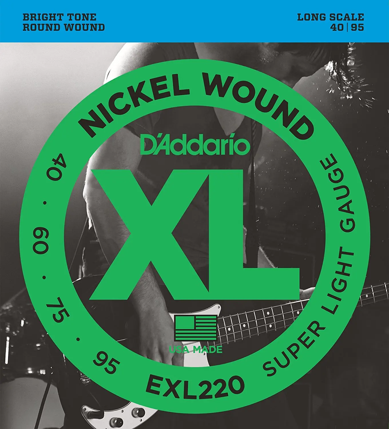 Corde D'Addario EXL170 per basso, Nickel Wound, Light