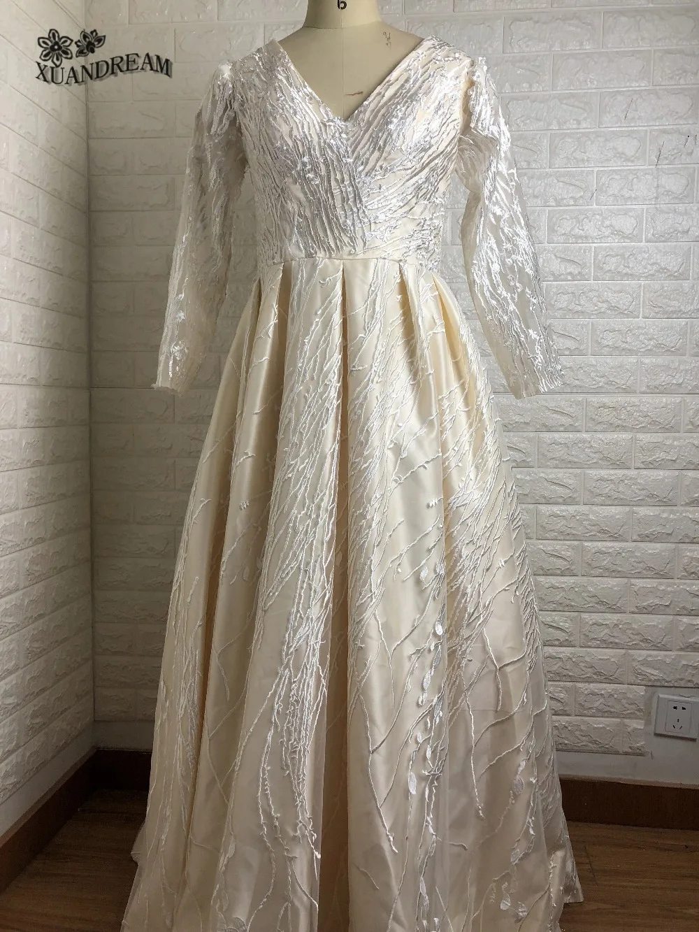 XUANDREAM, элегантное платье, vestido de BAILE curto, v-образный вырез, длинные рукава, официальное женское платье, вечерние платья для ужина, дешевые платья для выпускного вечера, XD-147