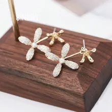 SINZRY новые корейские стильные ювелирные изделия кубический циркон трендовые цветочные серьги-гвоздики леди Прекрасный костюм драгоценность