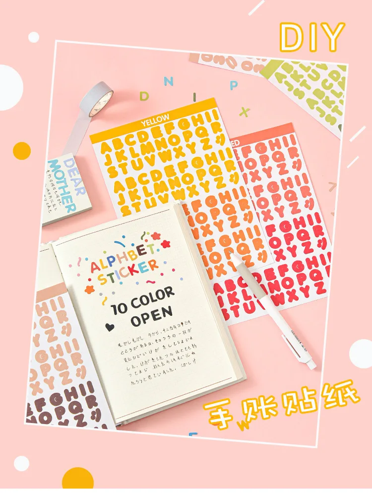2pcs Pack Number Digital Sticker Letter Alphabet Cute Planner Notebook Journaling Diy Ins Scrapbooking Decorative Stationery Assorted Stickers Aliexpress