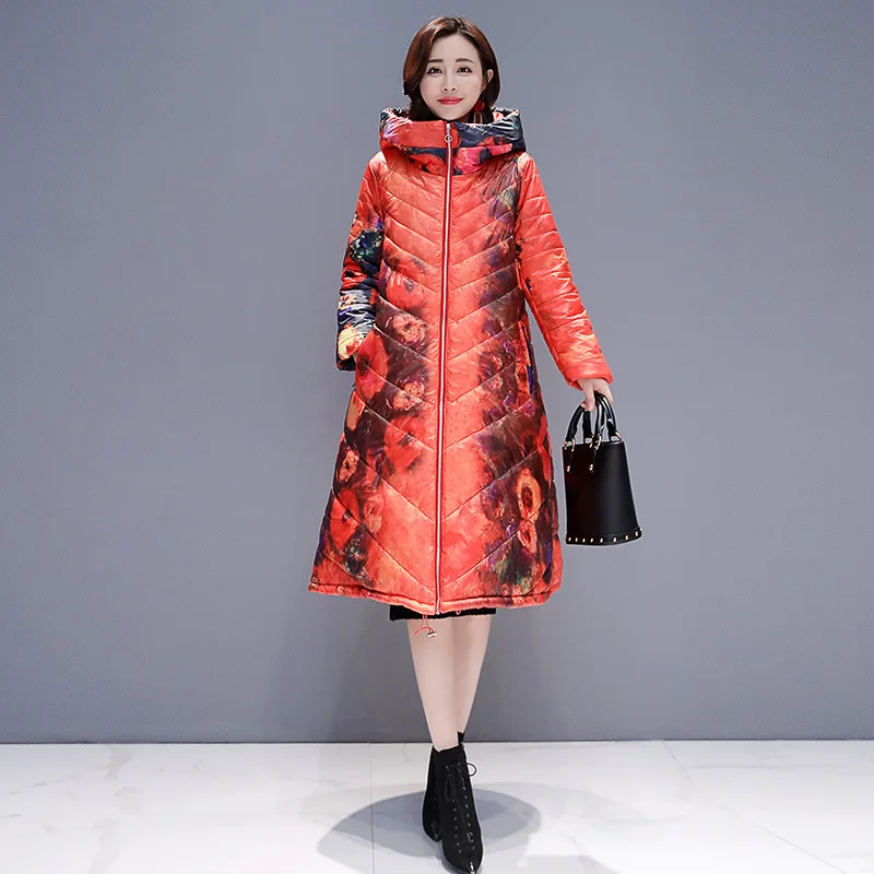 

Plus-sized Cotton Coat Plus-sized Womenswear Size Cotton-padded Jacket 2018 New Style Winter Cloak over-the-Knee 200 Cotton Over