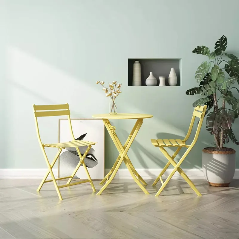 

Folding Table and Chair Portable Table and Chair Indoor Balcony Leisure Modern Simple Outdoor Iron Folding Table and Chair