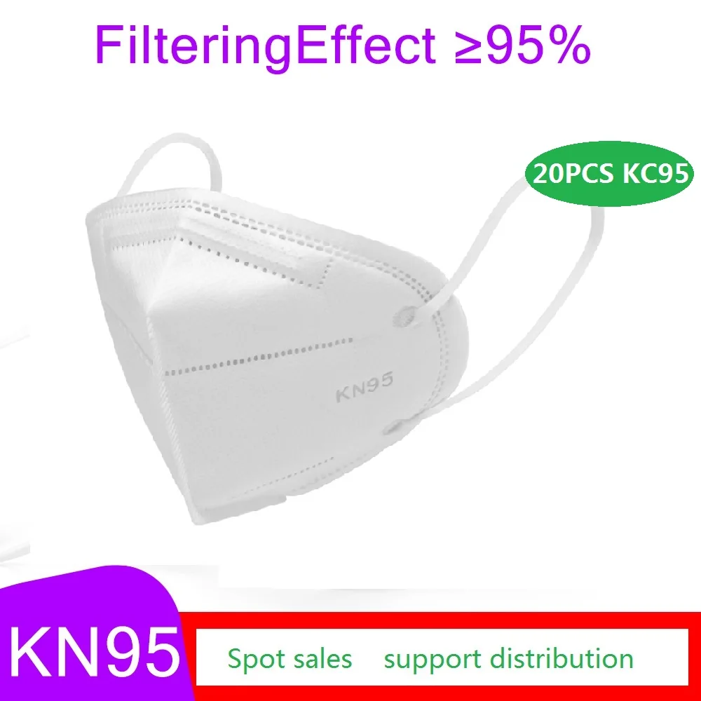 

20pcs Pm2.5 Dust Masks Reusable KN95 Mask Valved Face Mask N95 Protection Face Mask White FFP1 FFP2 FFP3 Mouth Cover Filter New