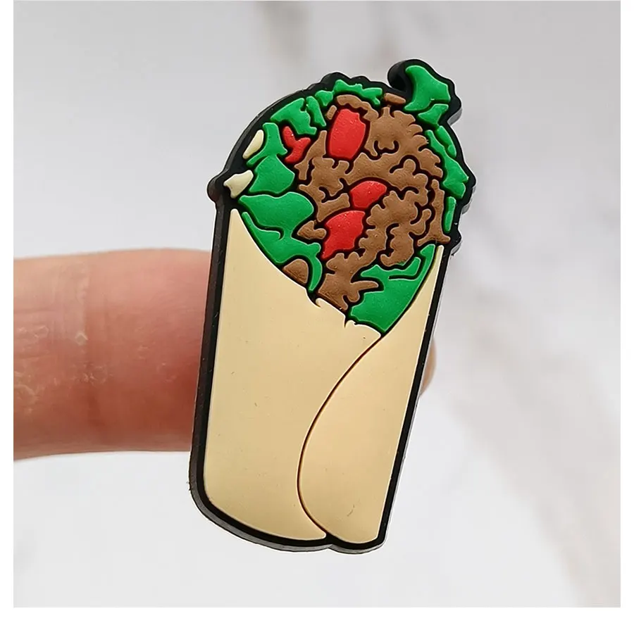 Dropshipping 1Pcs PVC Shoe Buckle Accessories Funny DIY Cute Food Shoes Decoration Jibz For Croc Charms Kids X-mas Gift