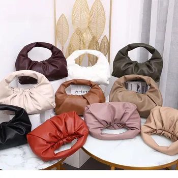 

2020 New Clouds Bag For Women Soft Leather Pleated Underarm Shoulder Bags Dumpling Female Totes Bag Fold Croissant Women's Bag
