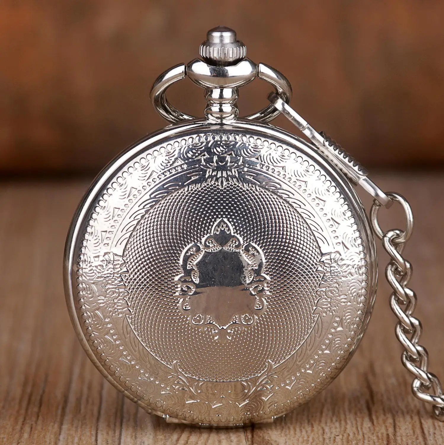 

5pcs Silver Full Hunter Mechanical Hand Winding Pocket Watch Roman Numerals Dial Luxury Retro Pocket Watches Gifts