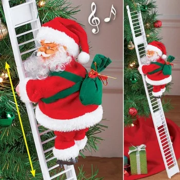 

2020 Christmas Decoration Electric Climbing Ladder Santa Claus For Home Christmas Tree Hanging Ornaments Festival Gifts Toy