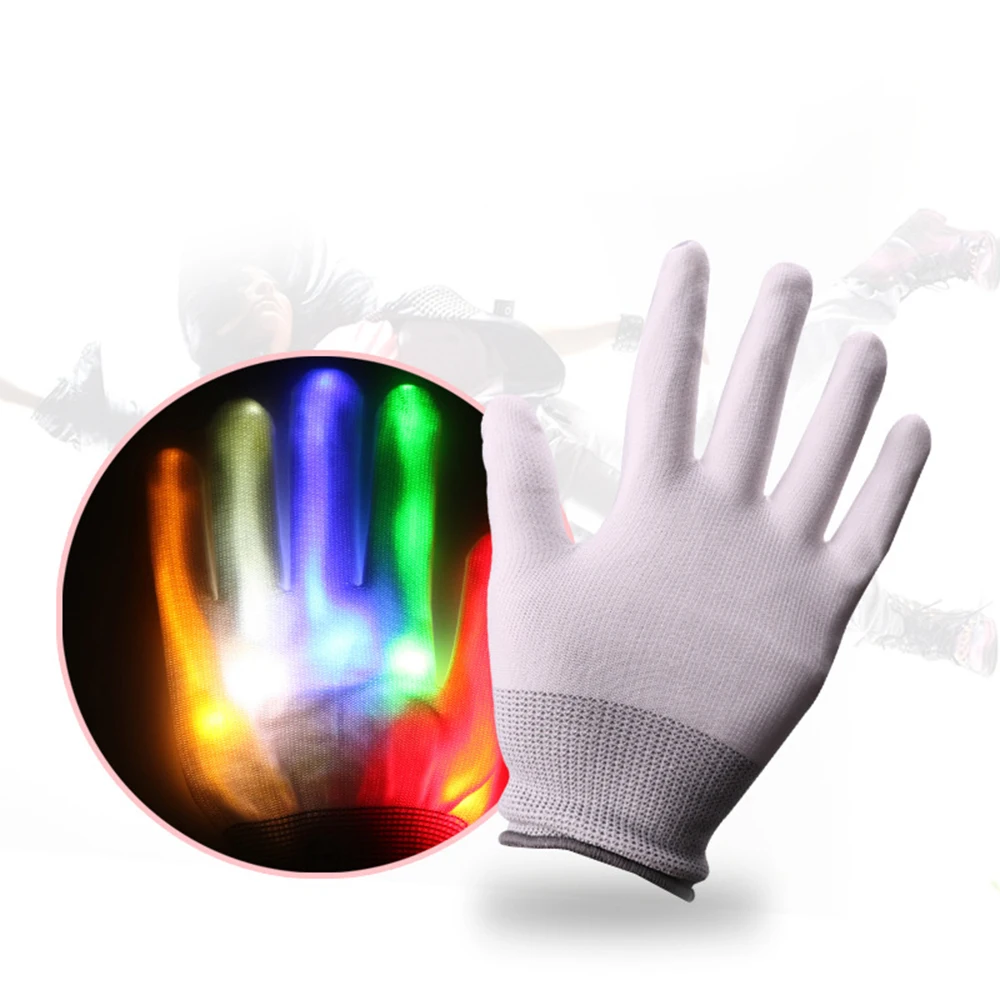 

1 Pair LED Gloves Fiber Optic Flashing Gloves Colorful Luminous LED Gloves for Dance Parties Halloween Christmas Glowing Toy