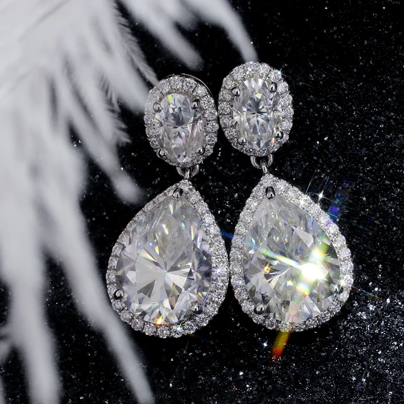 

Starsgem 14K великолепный DEF Муассанит VVS Серьги 8*11 мм грушевидная овальная огранка 4*6 мм с 1 мм D HTHP Lab Выращенный алмаз для женщин