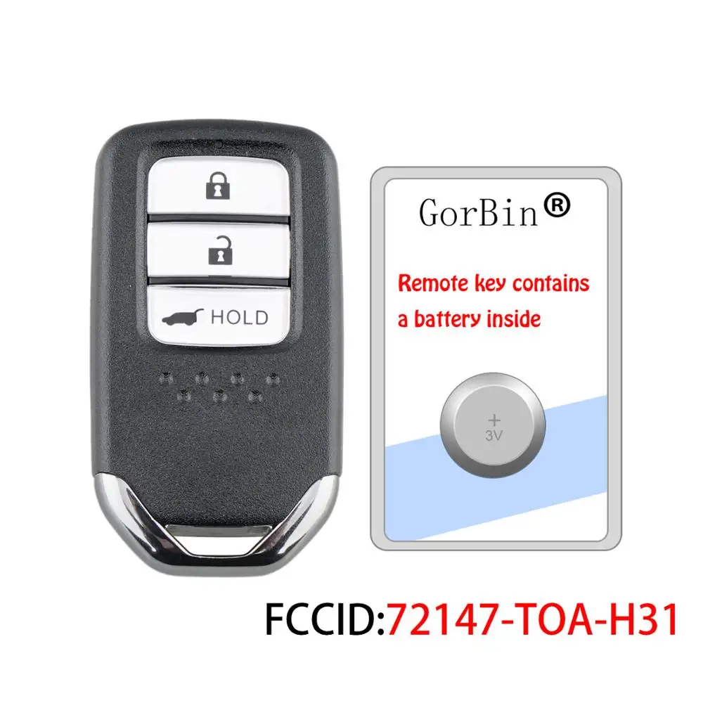 

GORBIN for Honda CR-V 2017-2020 Car Remote Key 72147-TOA-H31 Smart Car key Fob 433Mhz ID47 Chip 3 Buttons for Honda Keys