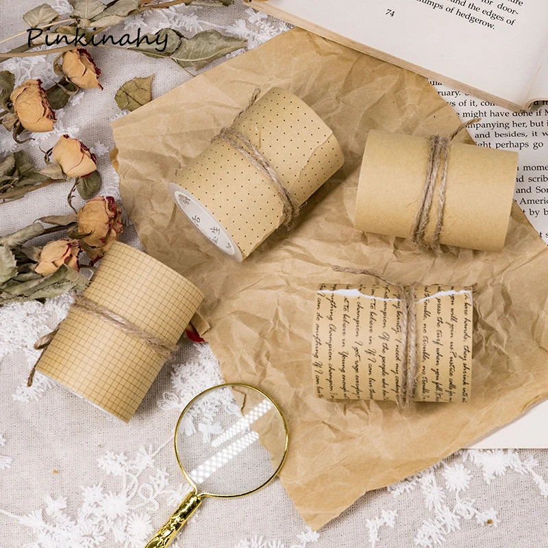 Винтаж фон для записи Лента ретро крафт-бумага лента для декорации Washi DIY дневник в стиле Скрапбукинг изоляционная лента Скотч для монтажа светодиодных лампочек