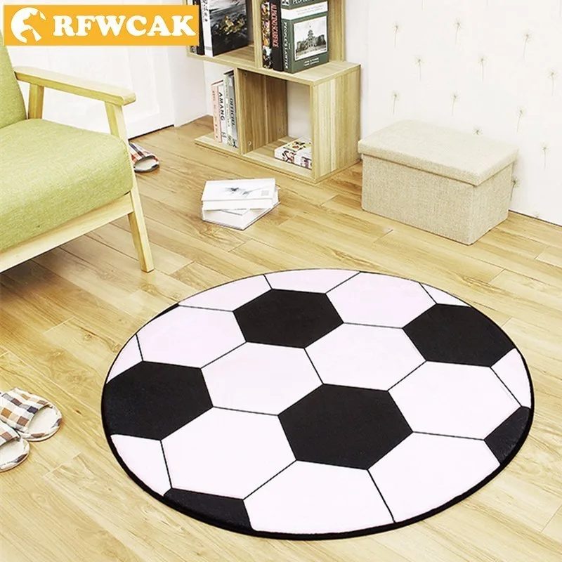 

RFWCAK New Polyester Anti-slip Ball Round Carpet Computer Chair Pad Football Basketball Living Room Mat Children Bedroom Rugs