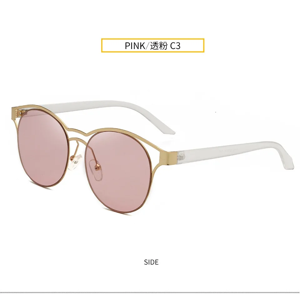 New ultra light steel leather sunglasses with men and women sunglasses 1716 - Цвет линз: Розовый