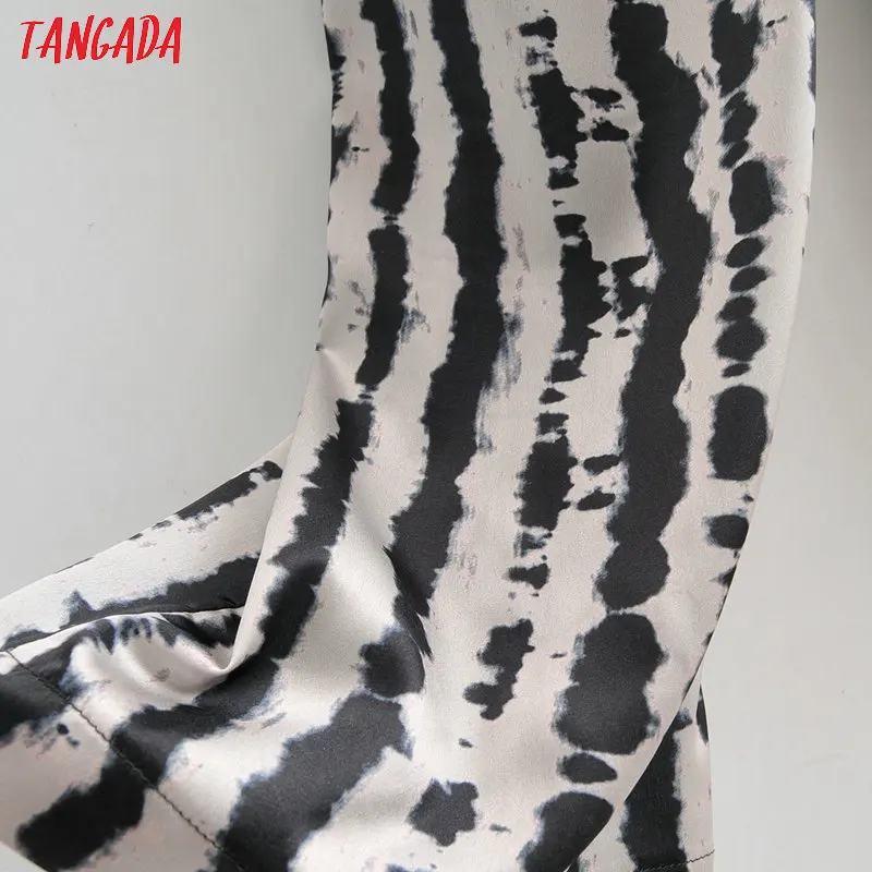 Tangada Women summer print long jumpsuit strap adjust pocket v neck bow female casual Jumpsuit 1F116 Tangada Women summer print long jumpsuit strap adjust pocket v neck bow female casual Jumpsuit 1F116