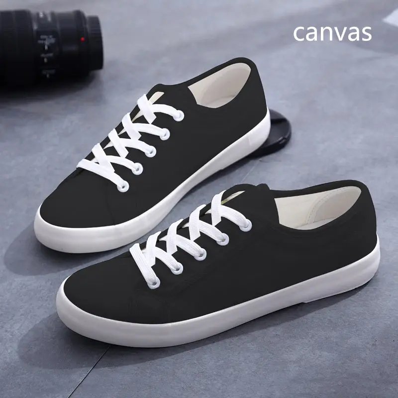 Black canvas Новинка года; сезон весна; tenis feminino; белые туфли на шнуровке; женская однотонная обувь из искусственной кожи; повседневная женская обувь; кроссовки - Цвет: Black canvas