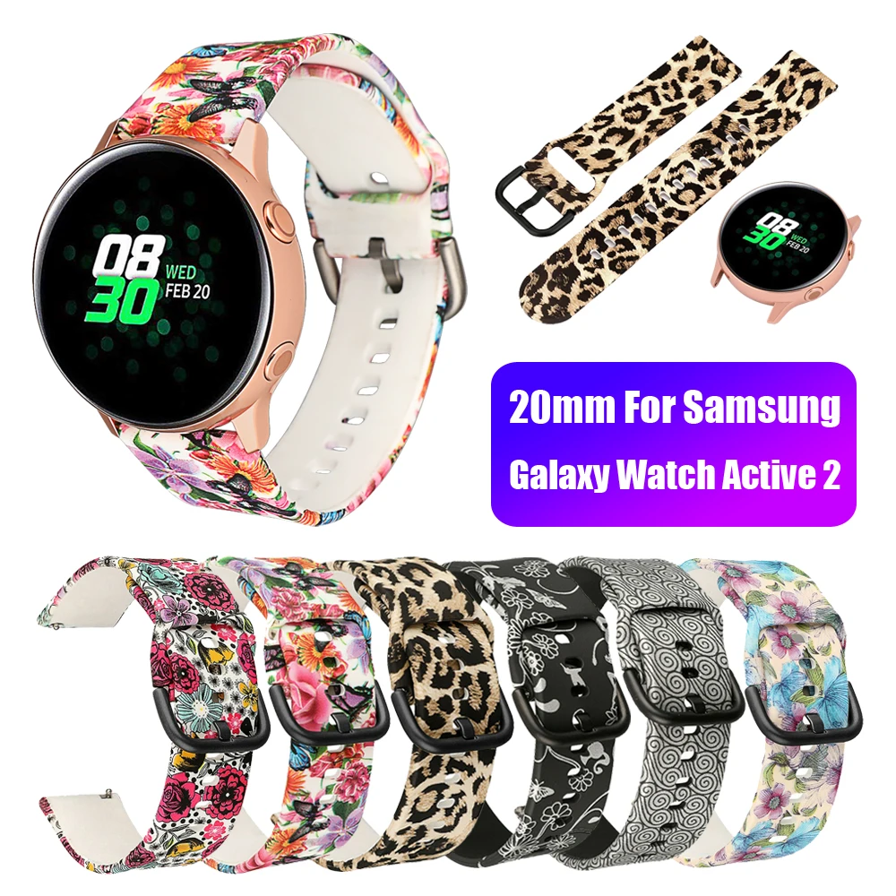 20 мм силиконовый ремешок для часов с принтом для samsung Galaxy Watch Active 2 42 мм спортивный ремешок для Huami Amazfit BIP Smart Watch Band