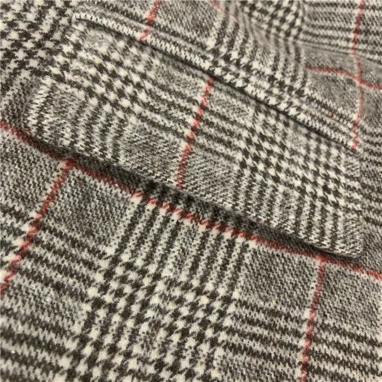 Vintage Check Woman Suit Jacket Long Sleeve Fashion Loose Autumn Winter Thicking Woolen Coat