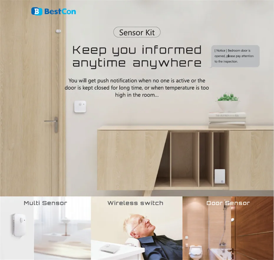 New Broadlink BestCon Sensor Kit,Wireless Alarm&Security Kit For Smart Home,IOS Android,Phone App Remote Control-7