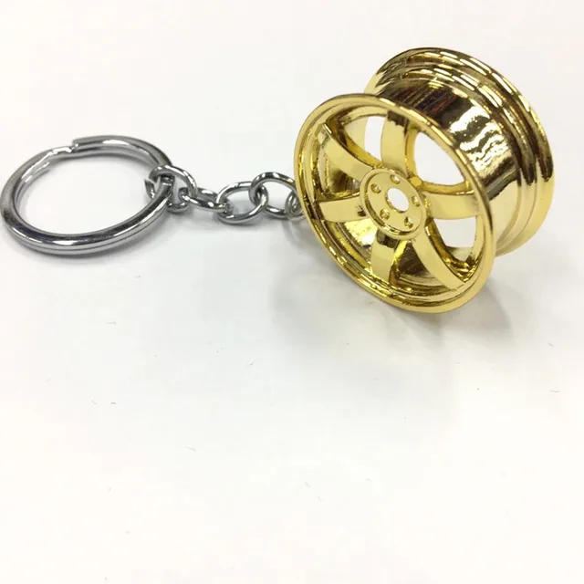 Wheel Hub Key Chain Zinc Alloy Tire Styling Car Key Ring Auto Modification Parts Keyring For BMW Audi Benz Volkswagen SEAT Ford Gold2