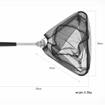 

ABUO-Leo 50Cm Aluminum Alloy+Nylon Handle Fishing Net Mesh Triangle Portable Outdoor Immersed Fish Net Foldable Pond Fishing Shr