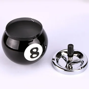 

Billiards 8-Ball Ashtray Iron Cigarette Ashtray Desktop Decoration for Home Office Outdoor (Black)