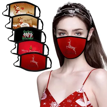 

Mascara 5pcs Christmas Washable Adult Print Resue Breathable Multi-purpose Cover Reuse Mascarillas Lavables Maska Send Fast