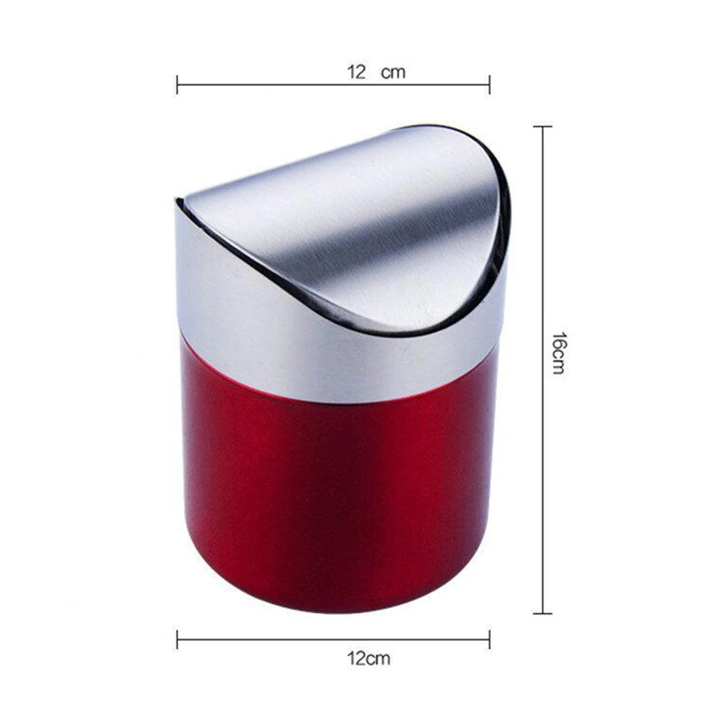 Pink/Blue/Green/Red/Silver Stainless Steel Trash Can Desktop Mini Ashtray Car Garbage Bin Home Office Kitchen