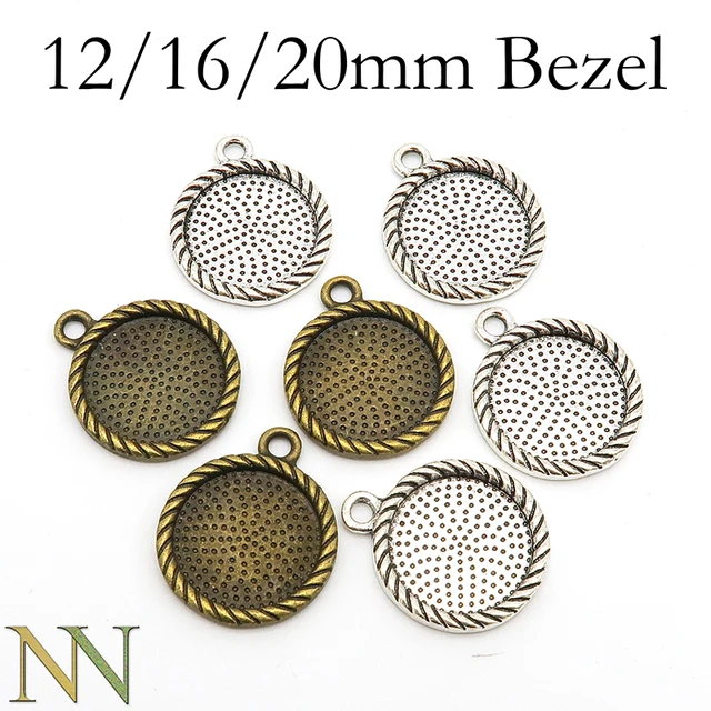 20 Pieces Bezel Pendant Trays, 20mm Round Pendant Trays Bezels Cabochon Setting