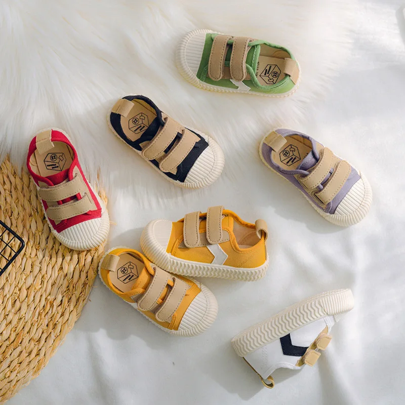 

Girls Shoe2020 Spring Hot Selling Children BOY Kids Children Canvas Shoes Solid Color Velcro