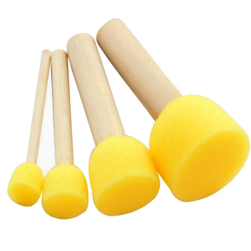 Подарки для детей, 20 шт., детская губка с тиснением, акварельный порошковый уплотнитель, акриловая кисть для рисования, ручка, желтый цвет, 2 см