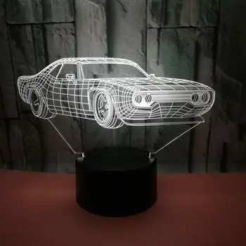 

3 New 3D LED night lights seven color night lamp car model Monsterzzz make the night beautiful and safe good gift for children