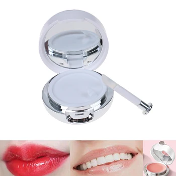 

Plastic White Lipstick Container Case with Lip Brush Mirror Round Empty Cute Cosmetic Container for Lip Mask Concealer Lip Balm
