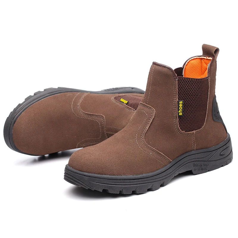 Botas de seguridad con punta de para hombre, zapatos de seguridad de cuero de ante vaca, Botines chelsea de trabajo, talla grande|Botas seguridad y de trabajo| - AliExpress