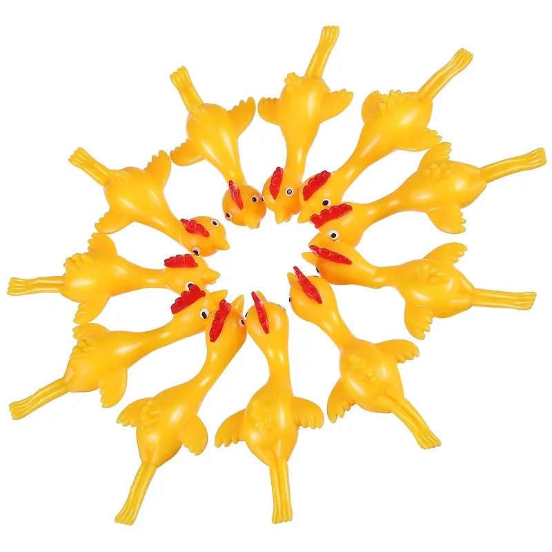 6pcs Slingshot 고무 치킨 Fidget 장난감 Flingers Stretchy Shoot Off 터키 참신 모듬 스트레스 릴리버 어린이 성인 장난감