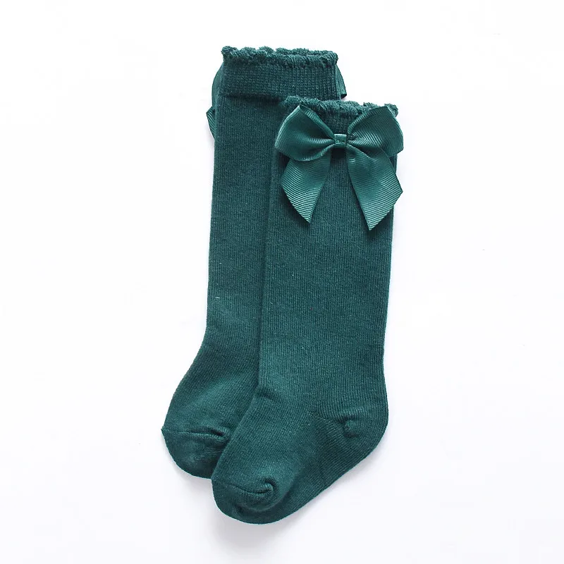 Knee Length Socks Spring Kids Girls Big Bow Knee High Stocking Fashion Lace Accessories