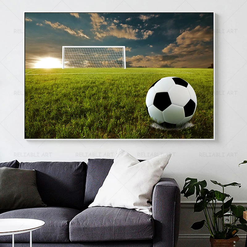 Close Up Goalkeeper Soccer Ball Stadium Canvas Art Poster Print Home Wall Decor 