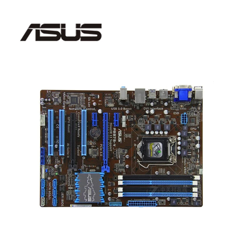 Для ASUS P8B75-V материнская плата для компьютера LGA 1155 DDR3 Intel B75 P8B75 десктопная SATA II PCI-E