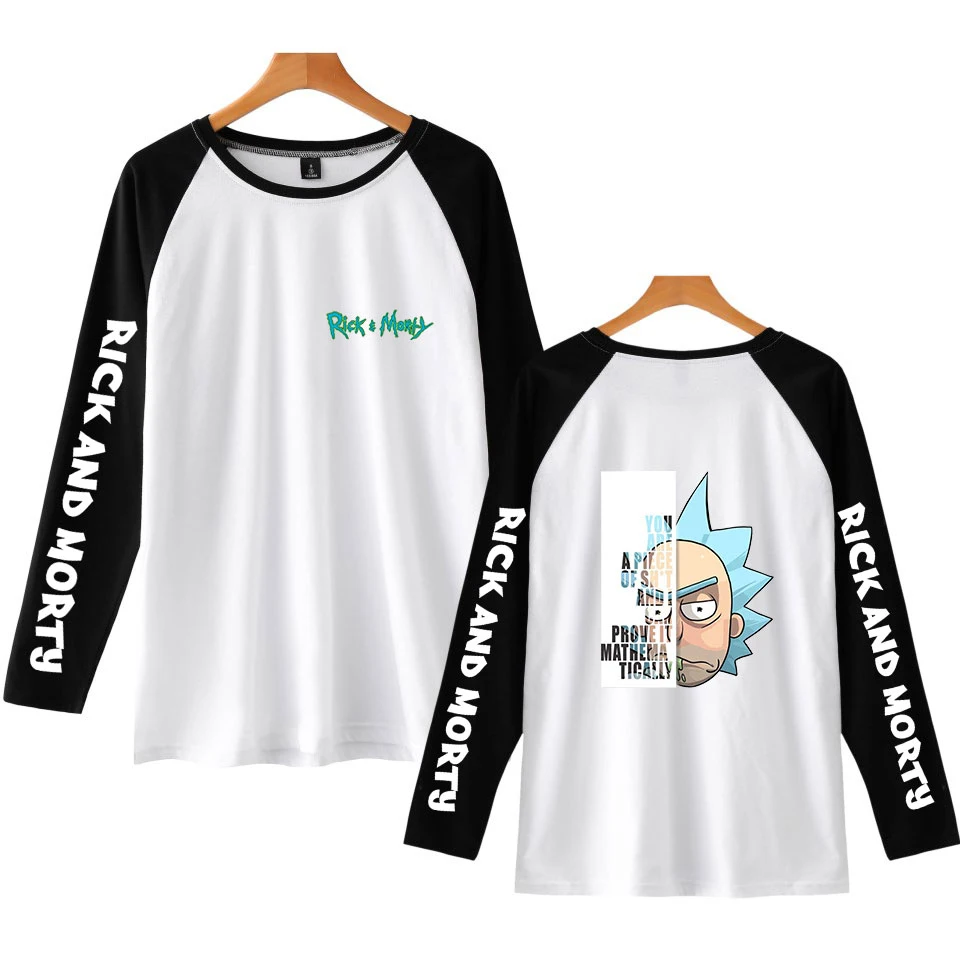 Cena Rick i morty drukowane Raglan koszulki kobiety mężczyźni z długim rękawem t shirty z nadrukiem w 2019 New Arrival Hot sprzedaż casualowe w stylu streetwear ubrania